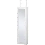 HOMCOM Armario Alto de Baño con 1 Puerta 3 Estantes Abiertos y Balda Interior Ajustable Mueble Auxiliar de Almacenaje para Salón Aseo Dormitorio 34x20x165 cm Blanco