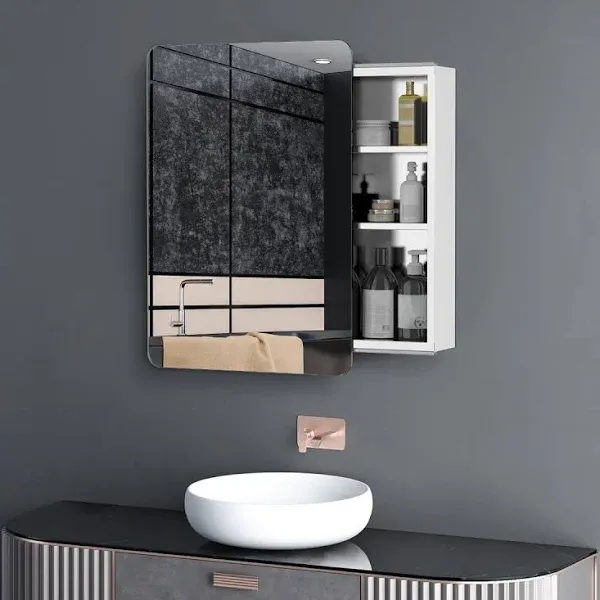 kleankin 18'' x 26''/46cm x 66cm Wall Mount Bathroom Medicine Cabinet Mirror ...