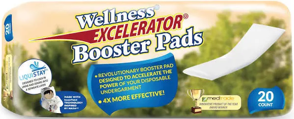 Next-Level Absorbency 20 Count Excelerator Booster Pads for Incontinence Support