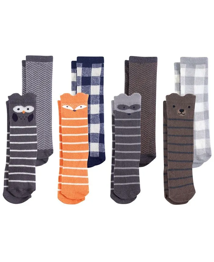 Hudson Baby Knee High Socks, 8-Pack, Handsome Fox Stripe