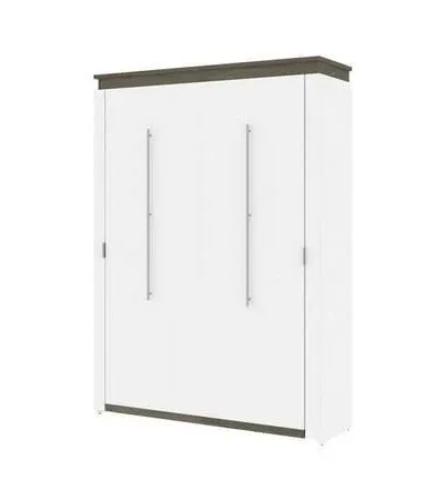 Bestar 116183-000017 Orion, Full Murphy Bed in white & walnut grey