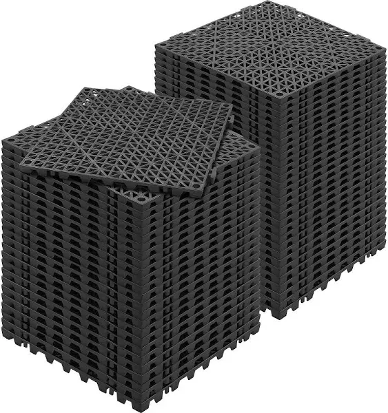 VEVOR Interlocking Tile 55PCS Black, Drainage Tiles 12&#034; x 12&#034; Splicing, Soft PVC