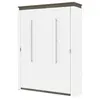 Bestar Orion 65W Queen Murphy Bed in White and Walnut Grey