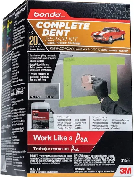 One Bondo 31566 Complete Dent 20 Paintable Permanent Non Shrinking Repair Kit