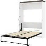 Bestar Orion 67" Queen Murphy Bed in White and Walnut Gray