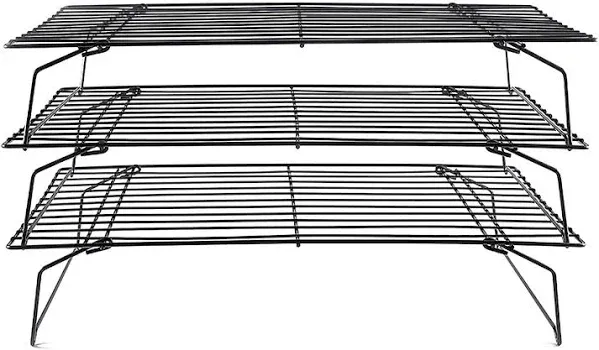 Coobbar Cooling Rack, 3-Tier Stainless Steel Stackable Baking Cooking Cooling Racks for Cooling Roasting Grilling, Collapsible & Heavy Duty, Oven &