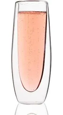 LEMONSODA Stemless Double Wall Champagne Glasses - Set of 4 (5.4 fl. oz / 160 mL) - Mimosa/Prosecco Glasses - Easy to Hold - Perfect for Bridal Shower, Weddings, Events - Housewarming Gifts