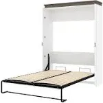 Bestar Orion 67" Queen Murphy Bed in White and Walnut Gray