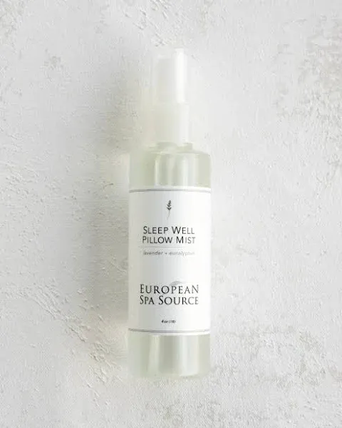 Sleep Well Eucalyptus + Lavender Pillow Mist Spray for Aromatherapy, at Home Spa Experience, Tension Relief, Sleep Support, and Relaxation, 4 fl oz.