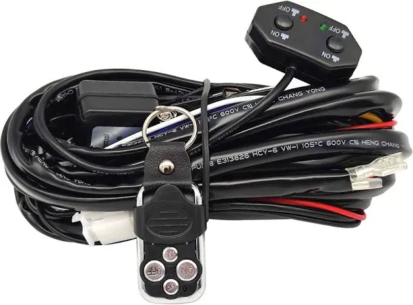 Double Color/High Low Beam Wiring Harness Kit with Wireless Remote Control 12V 3