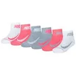 Nike Boy`s Cushioned Quarter Socks 6 Pack (Grey(BN0508-U89)/W_G, 5-7(Kids 10C-3Y))