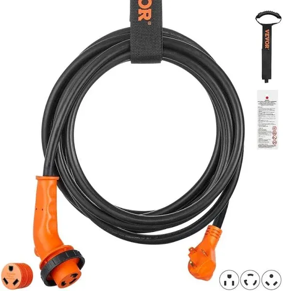 VEVOR 25ft RV Extension Cord Power Cord 30Amp NEMA TT-30R/NEMA TT-30P ETL Listed