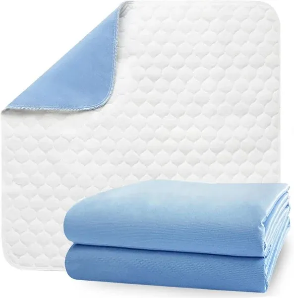 Washable Underpads 34”x36&amp;#<wbr/>8221; (2 Pack) 4-Layers Waterproof Bed Pads, Ul