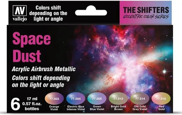 Vallejo - The Shifters Space Dust | Set of 6 Metallic Acrylic Airbrush Colours | Ideal for Painting Fantasy Figures and Wargames | Contains 6 bottles x 17 ml (0.57 fl.oz.)