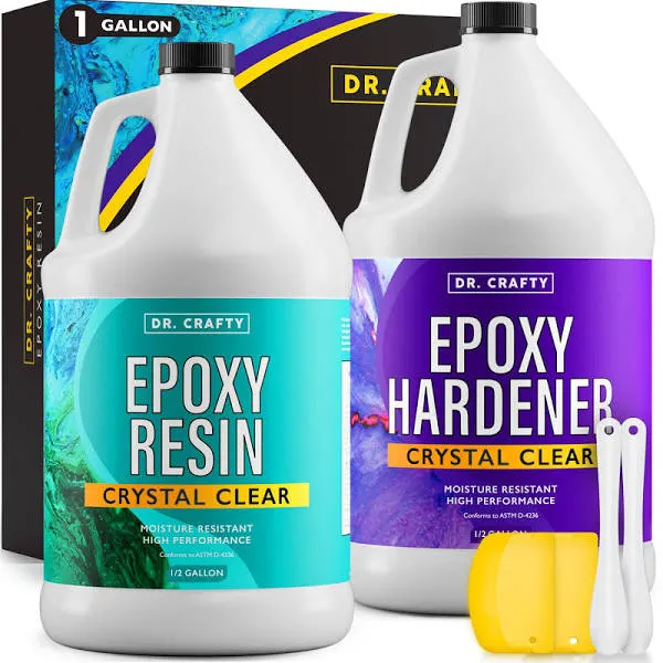 DR. CRAFTY Epoxy Resin Kit - 2 Part, 2 Gallon, Clear, Ideal for Wood Finishes...