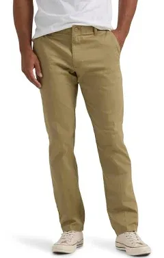 Lee Men's Extreme Motion Flat Front Slim Straight Pant, Original Khaki