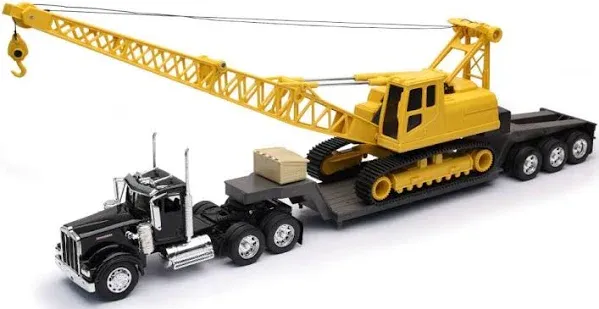 Kenworth W900 Lowboy w Crane Truck New Ray