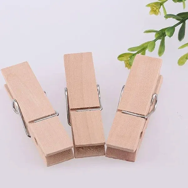 HINOSI 30pcs Sturdy Wooden Clothespins for Hanging & Crafts