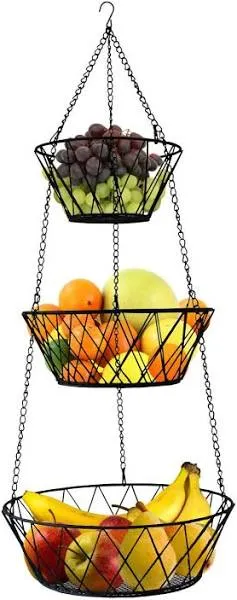 3-Tier Hanging Fruit Basket, Heavy Duty Wire Baskets for Kitchen