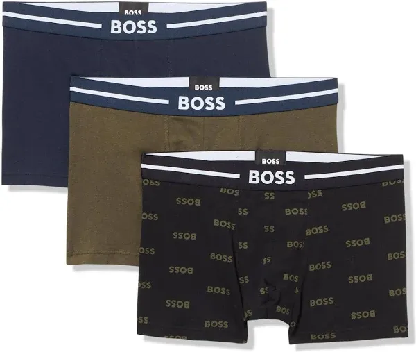 Three-pack of stretch-cotton trunks with logo waistbands