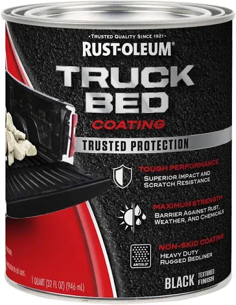 Black Truck Bed Coating Brush or Roll On Liner Trailer Paint Rust-Oleum 32 Ounce