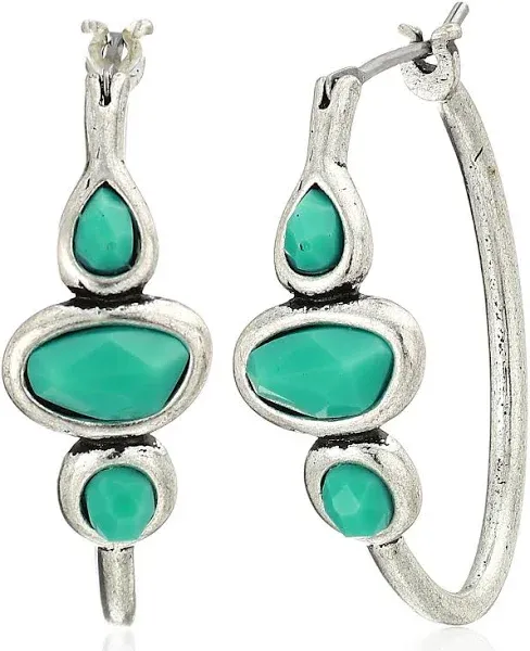 LUCKY BRAND silver turquoise hoop earrings