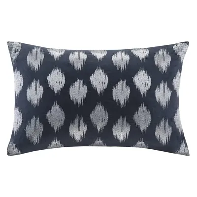 INK+IVY Nadia Dot Cotton Metallic Embroidery Oblong Pillow, One Size , Blue