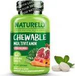 NATURELO Chewable Vitamin for Kids – Multivitamin with Whole Food Fruit Blend - 60 Tablets for Children