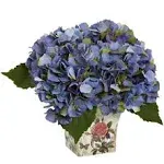 Nearly Natural Hydrangea Silk Arrangement with Floral Planter