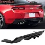 Ikon Motorsports Compatible with 16-22 Chevy Camaro (Except ZL1 model) PP Rear Bumper Lip Diffuser Quad Exhaust Matte Black