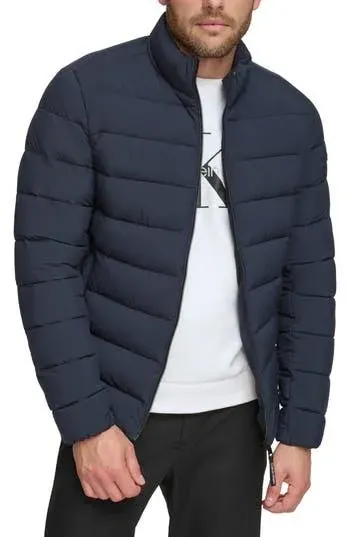 CALVIN KLEIN MENS QUILTED COAT PUFFER JACKET Black SIZE M NEW W Defect