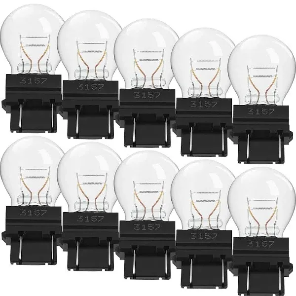 Hisrfocsp 10 Pieces 3157LL Light Bulb 3157 Miniature Bulb Mini Bulb, Plastic Wedge Base for Brake Lights, Taillight, Turn Signal, Parking