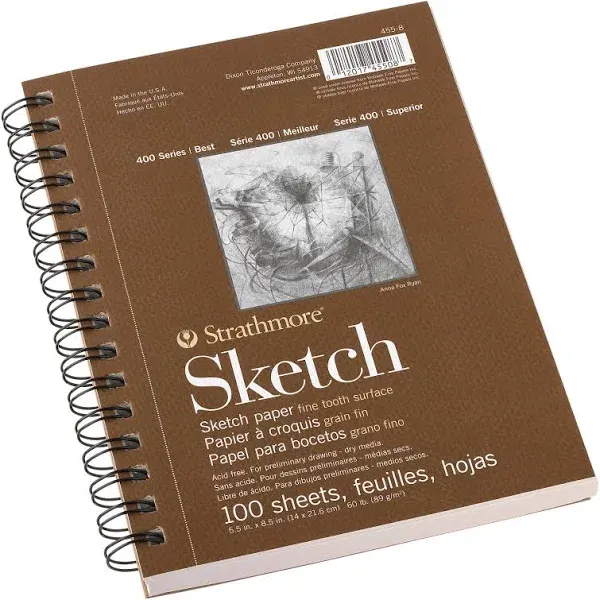 Strathmore 400 Series Sketch Pad, 5.5x8.5 inch, 100 Sheets - Artist Sketchbook for Drawing, Illustration, Art Class Students