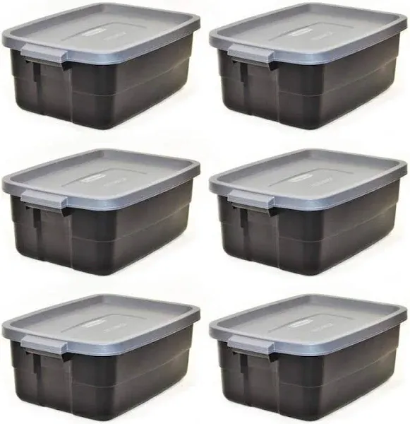 Rubbermaid Roughneck 10 Gallon Rugged Storage Tote Container (6 Pack) (Used)