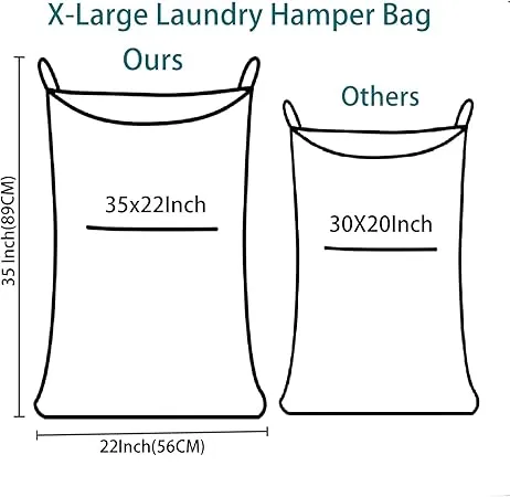 Hanging Laundry Hamper - Extra Large Hanging Hamper with Large Opening- Space Saving Over the Door Laundry Hamper - Hanging Laundry Bag and Clothes Baskets(36"x22",Grey with Black)