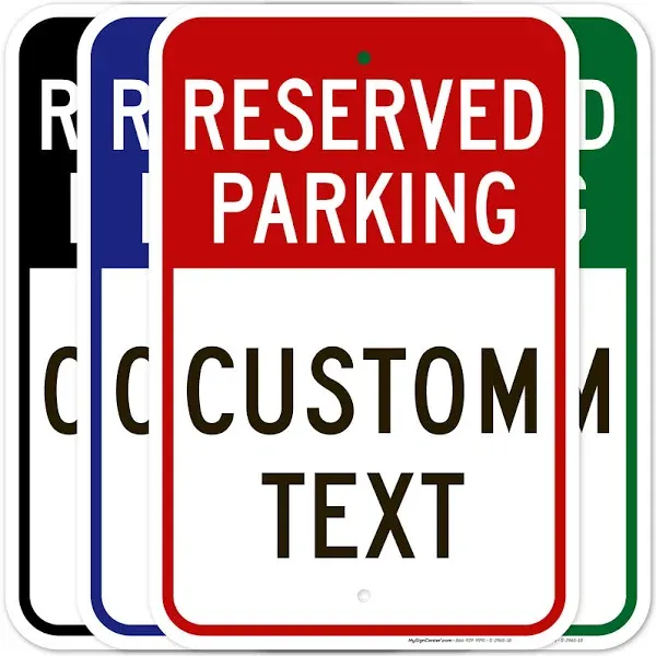 Reserved Parking Sign, Custom Parking Signs for Business, 12x18 Inches, Rust Free .063 Aluminum, Fade Resistant, Made in USA by My Sign Center (Post Holes)