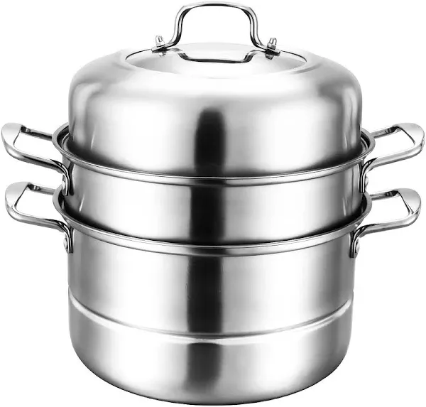 Costway 3 Tier Stainless Steel Cookware Pot Saucepot Steamer