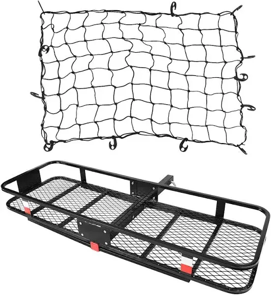 60x20x6 Hitch Cargo Carrier for 2 Inch Receiver, 500LB Capacity Hitch Mount Cargo Rack Carrier, Folding Hitch Cargo Basket with Antirust Coat, with Cargo Net