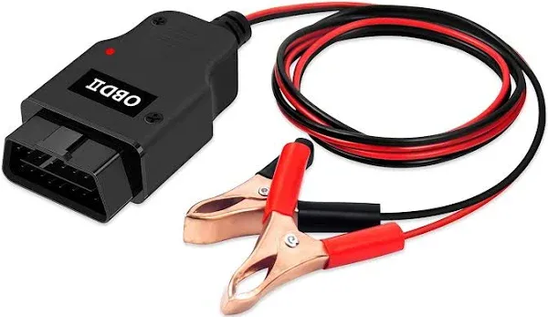 Car Memory Saver Cable with 2 Alligator Clips, 12V Emergency Power Supply Batter