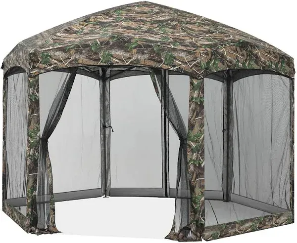 COOSHADE Pop Up Gazebo-10x12 Gazebo Screen Tent 6 Sided Camping Canopy Screen House