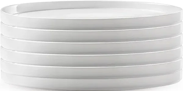 Bormioli Rocco Grangusto Italiana Set Of 6 Flat Plates, Tempered Opal Glass, Clean White, 10.75 Inch. Dinner Plates, Microwave & Dishwasher Safe, Made In Spain. 10.75 Inch