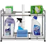 DecoBros Under Sink 2 Tier Expandable Shelf Organizer, Silver