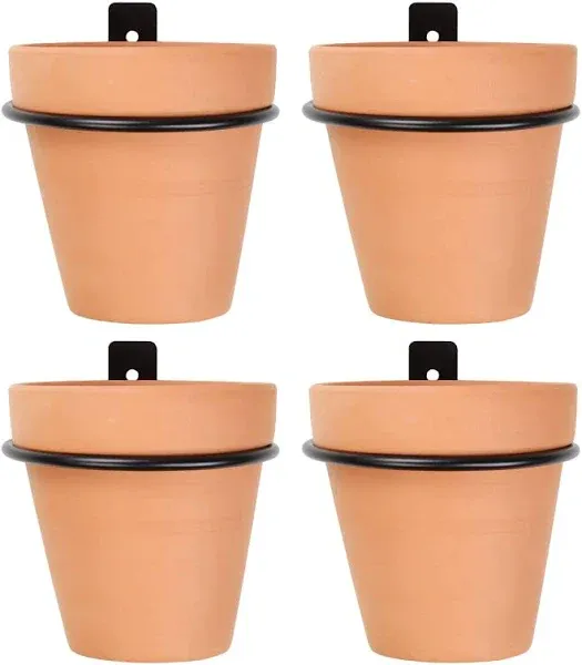  Metal Wall Ring Planters with Pots (4-Pack, 8-Piece 4-Inch Rings with Pots