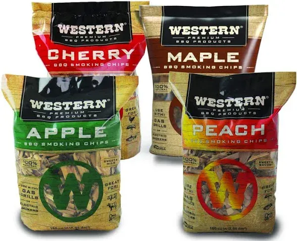 Western Premium BBQ Products Smoking Chips Wood Flavors Variety - 4 Pack