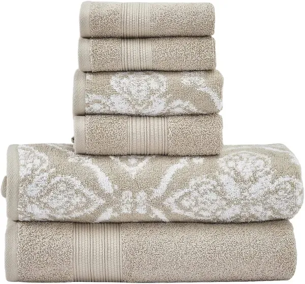 Amaris 6-Piece Reversible Yarn Dyed Jacquard Towel Set - Bath Towels Hand Tow...