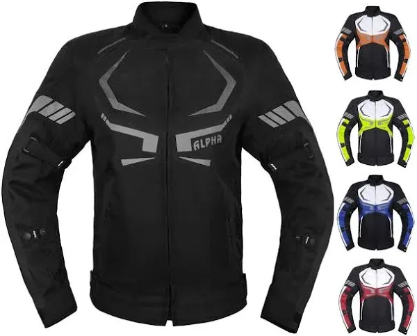 MOTORCYCLE JACKET MENS CE ARMORED BIKERS RIDING RACING WATERPROOF ALL SEASON JACKET (BLACK, LARGE)