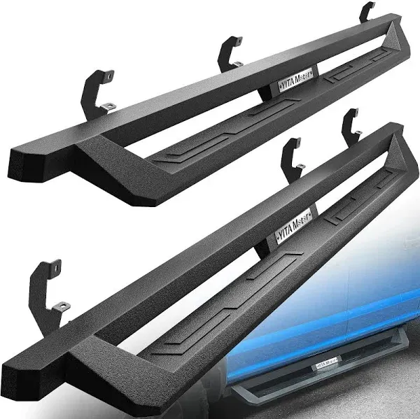 YITAMOTOR Drop Running Boards Compatible with 2019-2024 Chevy Silverado/GMC Sierra 1500 Extended/Double Cab, 2020-2024 2500HD 3500HD, Off-Road Side Steps, Black Powder Coated Nerf Bars