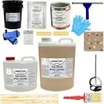 ArmorPoxy 600 Sq ft Commercial Grade, Ultra Thick, 2 Layer 2-Part Khaki Tan Epoxy with Decorative Flecks Gloss Concrete and Garage Floor Paint Kit