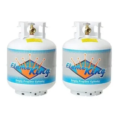 Flame King 20-Pound Ready-to-Fill Empty LP Propane Cylinder Tank (2 Pack)