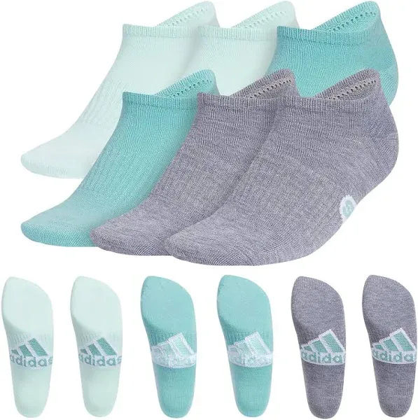 Adidas 6 Pack Womens Superlite No Show Socks - Blue White Pink